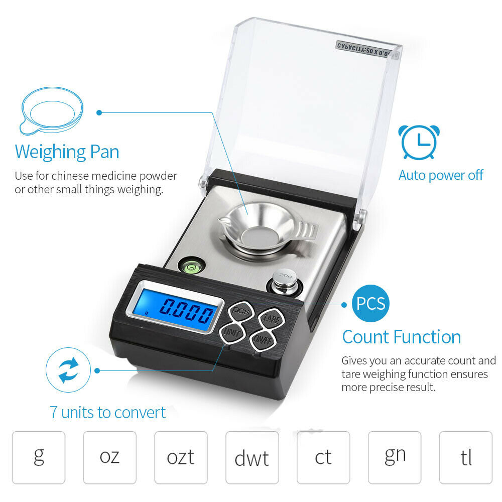 High Precision Digital Milligram Scale 50g/0.001g Balance Weight