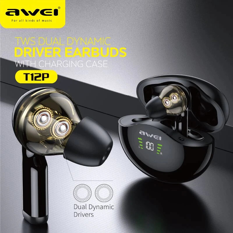 Awei T12P Earbuds TWS Wireless Earphone Bluetooth Handsfree Deep