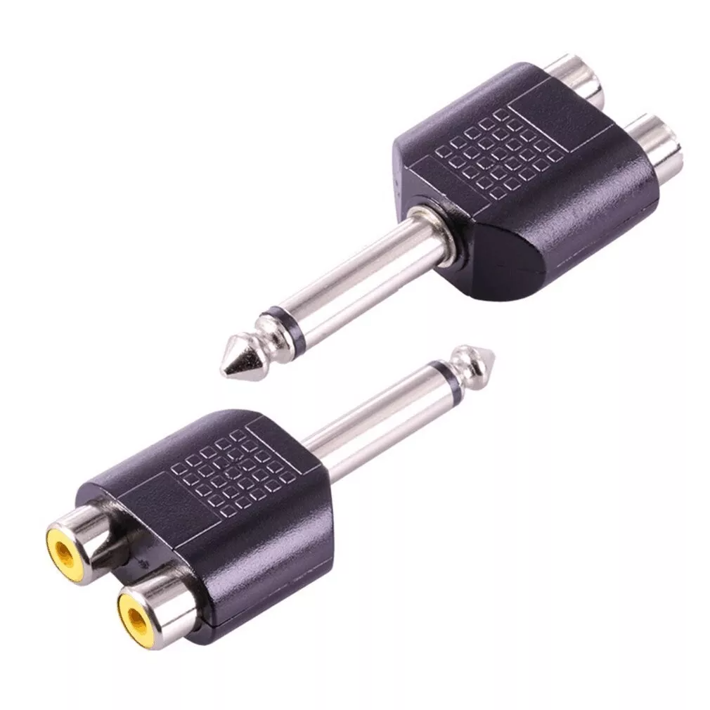 6.35mm 1/4 Inch Mono Male to Dual RCA Female Splitter Adapter 6.35 Mono to 2RCA FS42-5