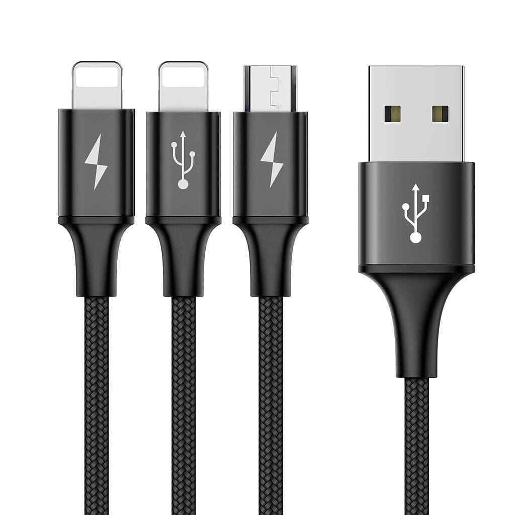 Baseus 1.2m 3 in 1 charging cable For Samsung Dual Iphone Ipad and Micro-USB YS37