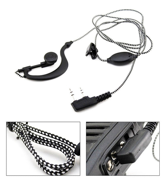 Walkie Talkie G-Shape Headset Earpiece Mic Ear Clip 2 Pin Gadgets