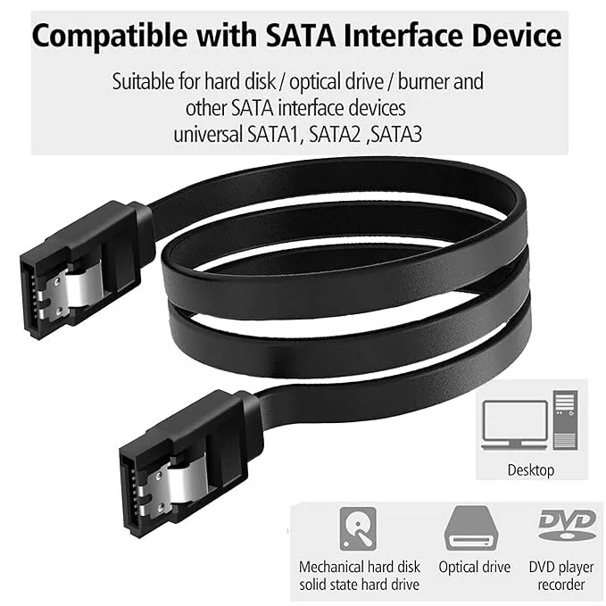 50CM Sata To Sata 3 III 3.0 Data Cable Adapter 6Gbps for HDD SSD Angle W/ Clip XS13