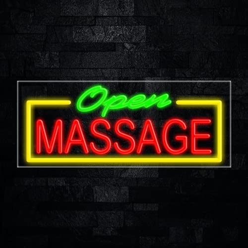 MASSAGE Open LED Sign Neon Light 12V, 60X28.5cm