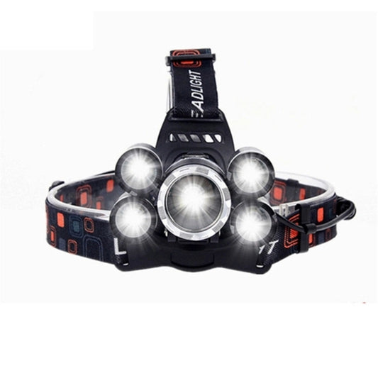 Silver 5 head Headlamp (RS37) High Power 5X Cree T6 LED Headlight Torch for Cycling