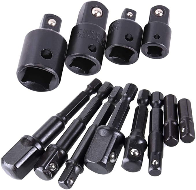 12 Pcs Drill Impact Adapter Reducer Extension Set Socket For Driver Wrench Tool (JS67)