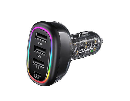 USAMS 48W Fast Car Charger 3* USB port & 1* PD Type-C Port US-CC170