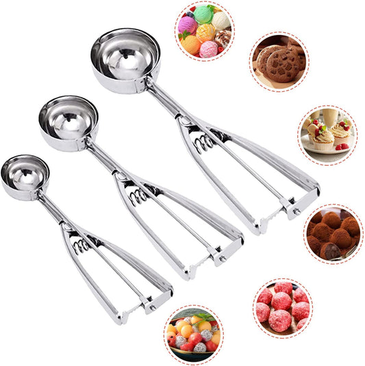 4/5/6cm Cake Mechanical Cookie Dough Ice Cream Scoop Stainless Steel Spoon For Business Pros