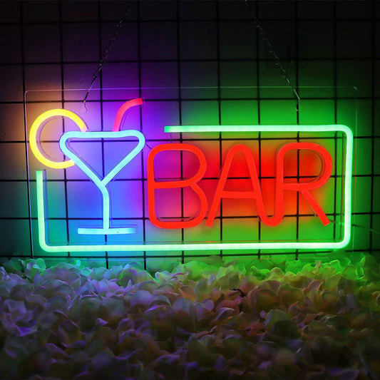 BAR LED Sign Neon Light USB Powered 42x22cm