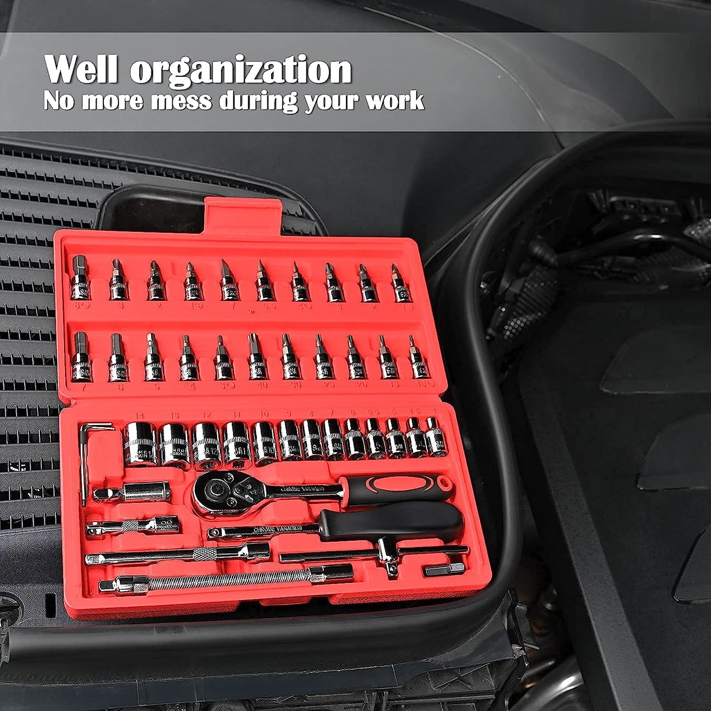 46 in 1 Socket Wrench Tool Set W/ Case (JS83)