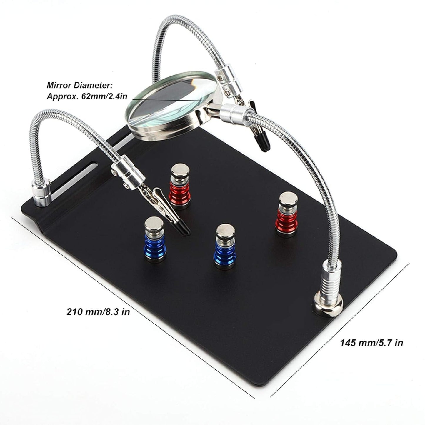 Magnetic Soldering station Circuit PCB Clamp Board Holder W/ 3x Magnifier Glasses Tools