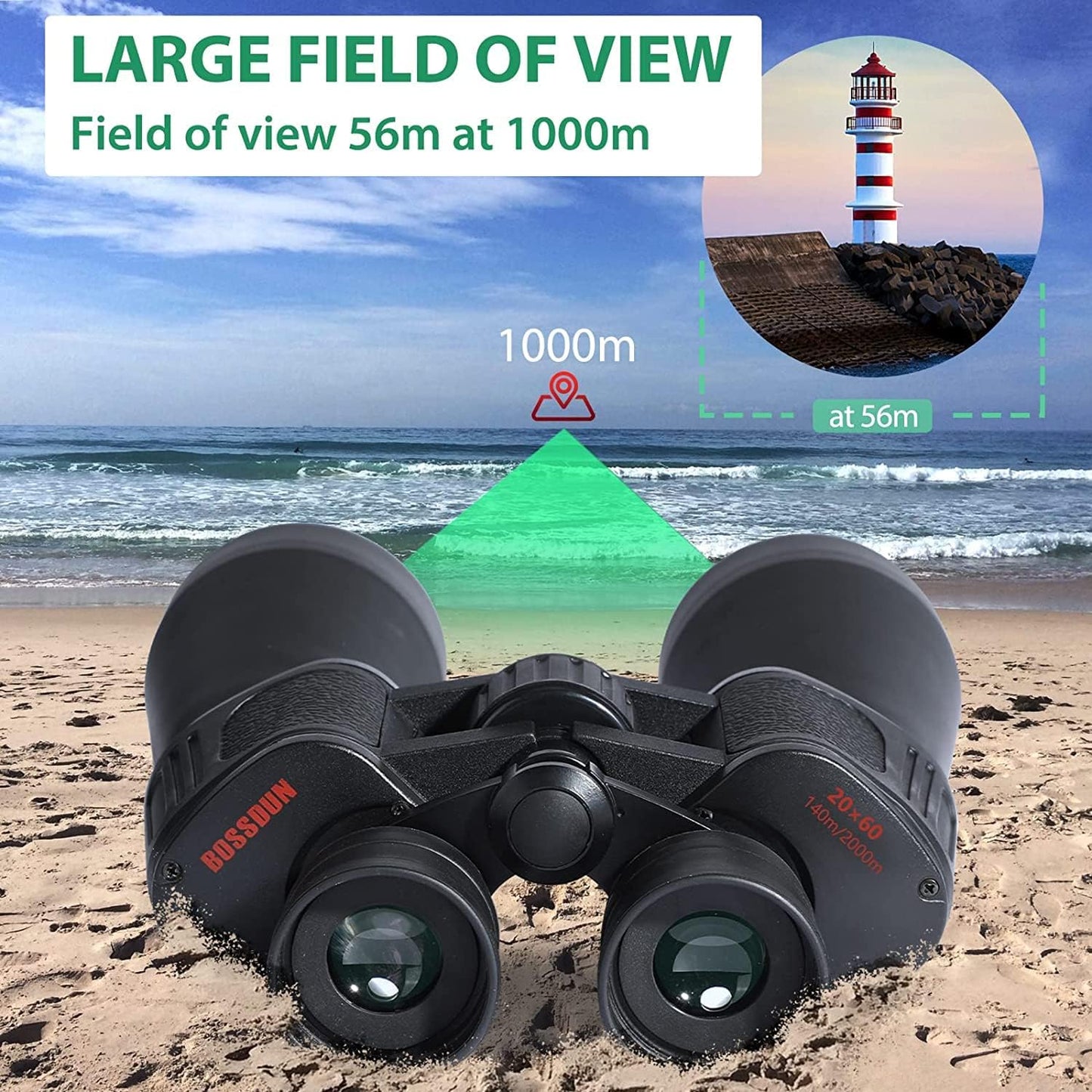 Bossdun 20x60mm Day / Night Prism Extremely Waterproof Binoculars W/ Pouch Bag (QS203)