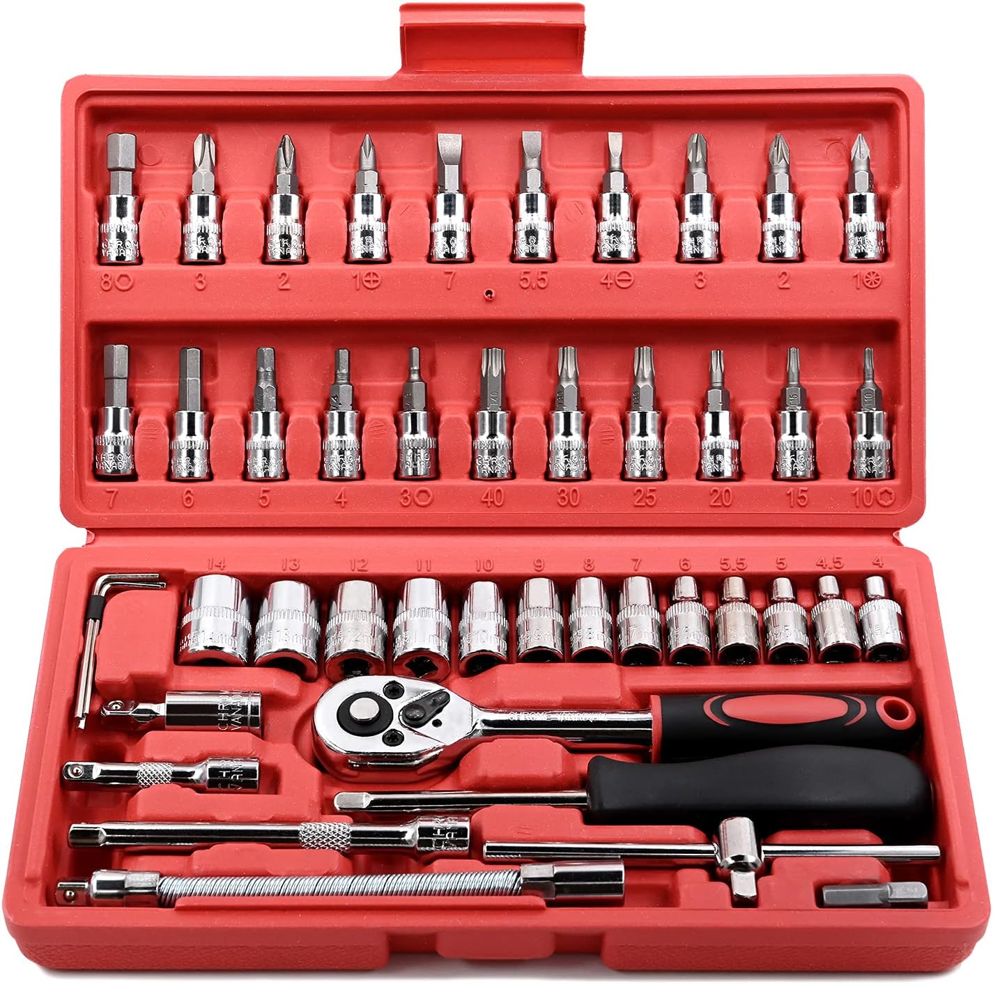 46 in 1 Socket Wrench Tool Set W/ Case (JS83)