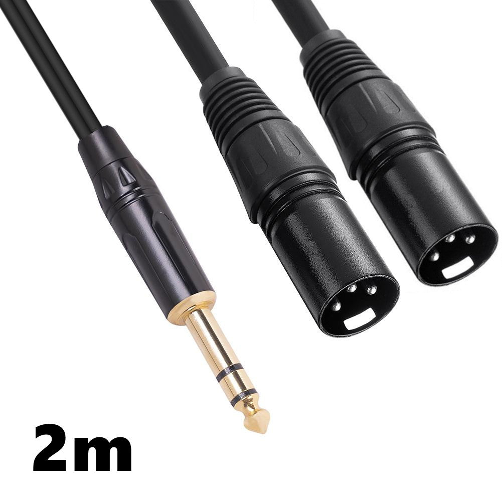 6.35mm 1/4inch TRS Male to 2 Dual XLR Male Stereo Balanced Y Splitter Cable 1-2m