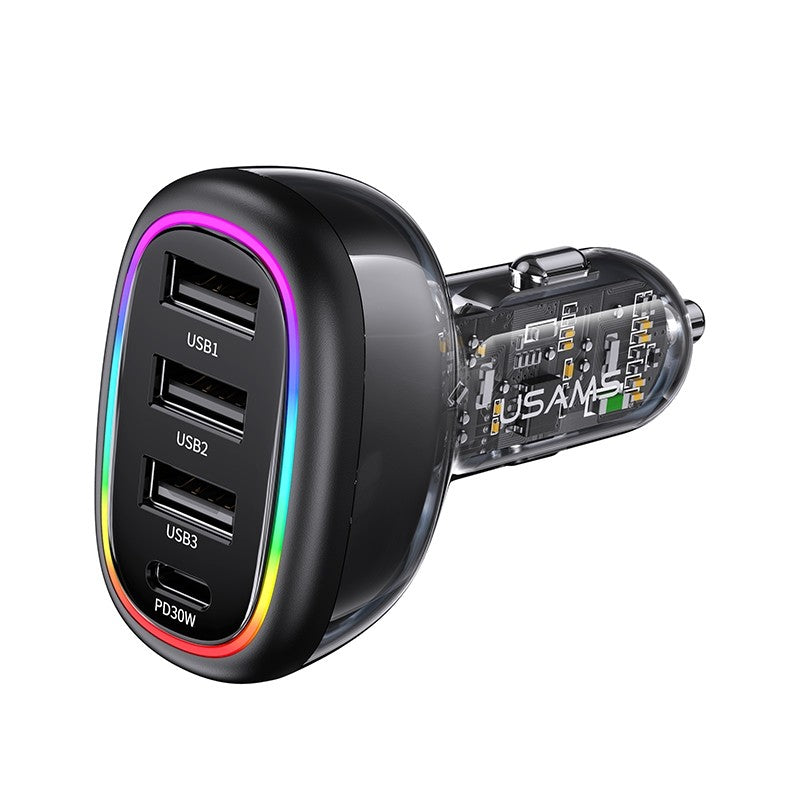 USAMS 48W Fast Car Charger 3* USB port & 1* PD Type-C Port US-CC170