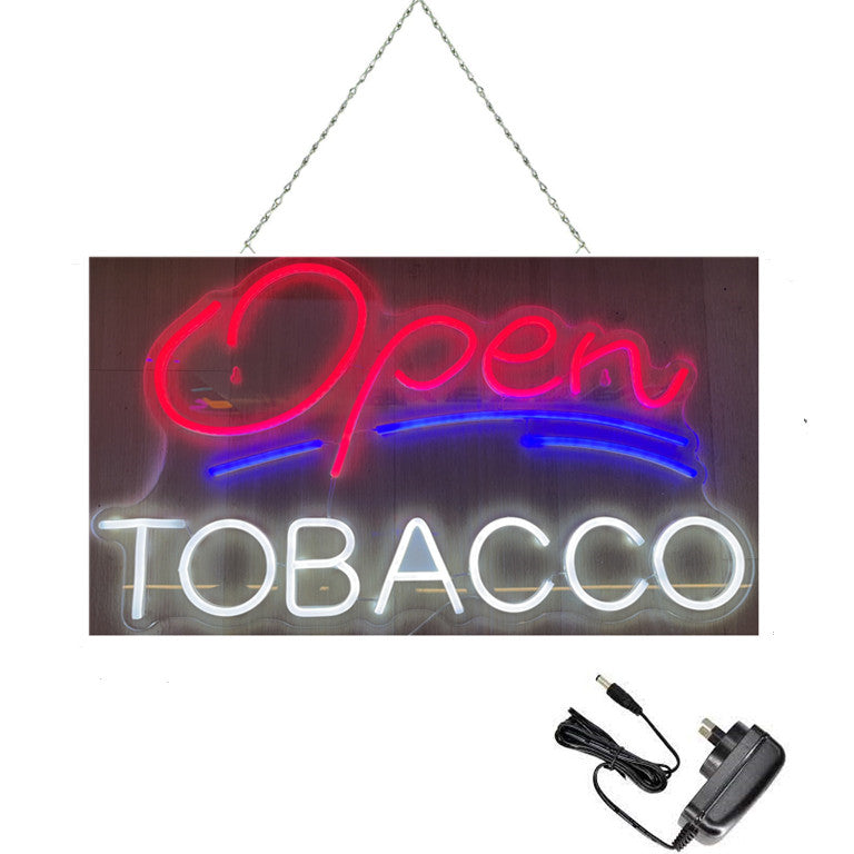 Tobacco Open LED Sign For Cigarette Shop 70x46cm W/12V Power Supply