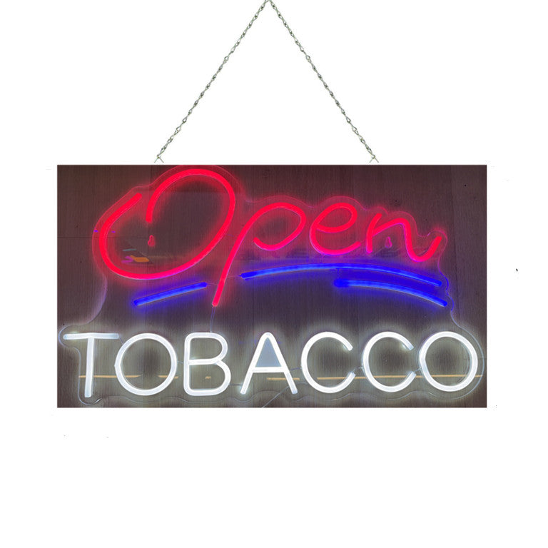 Tobacco Open LED Sign For Cigarette Shop 70x46cm W/12V Power Supply