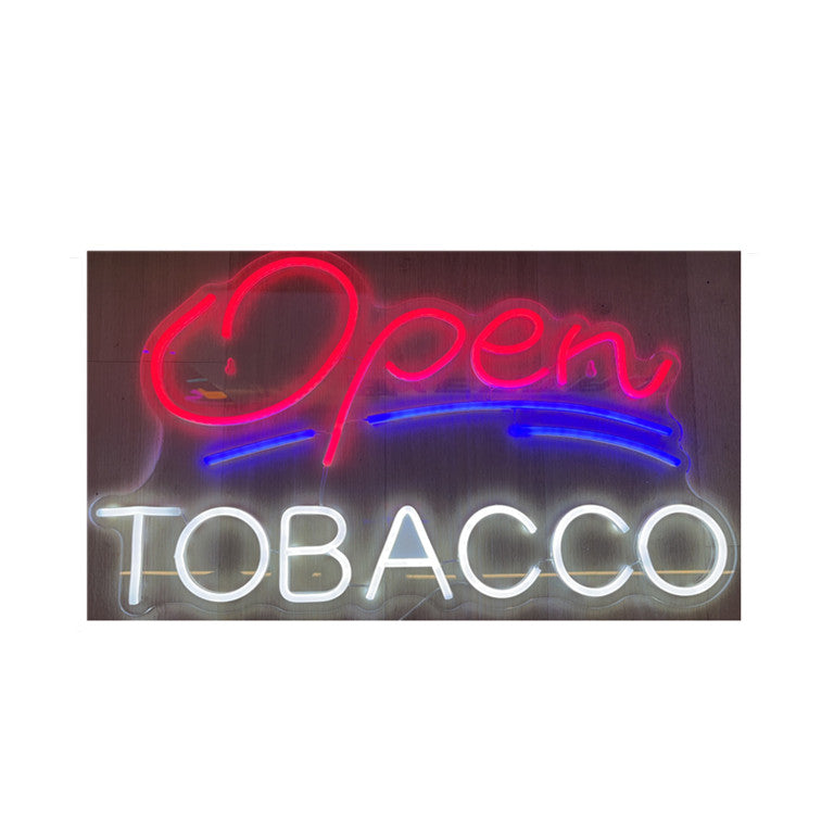 Tobacco Open LED Sign For Cigarette Shop 70x46cm W/12V Power Supply