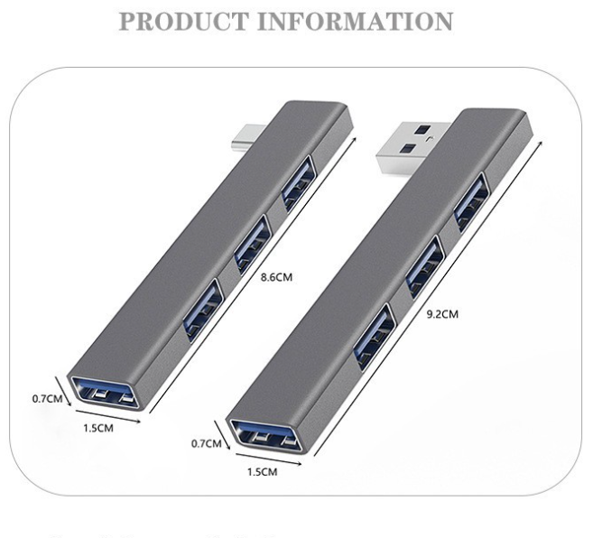 90-Degree USB Type-C Multi-Splitter 4 Ports Hub L Shape 1 to 4 USB 3.0 USB 2.0 FS54-55 For pc pros