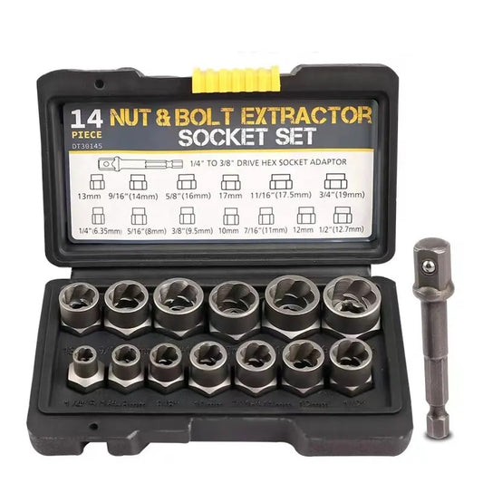 Impact Damaged 15pcs Bolt Nut Screw Remover Extractor Tool Kit (JS57)