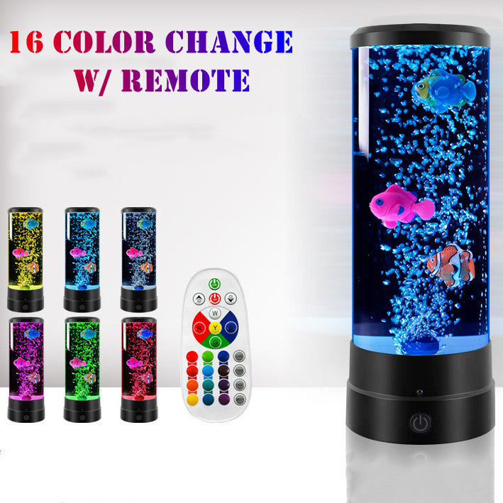 Bubble Golden Fish RGB Lamp Aquarium W/Remote Control Lava Lamp Gadgets