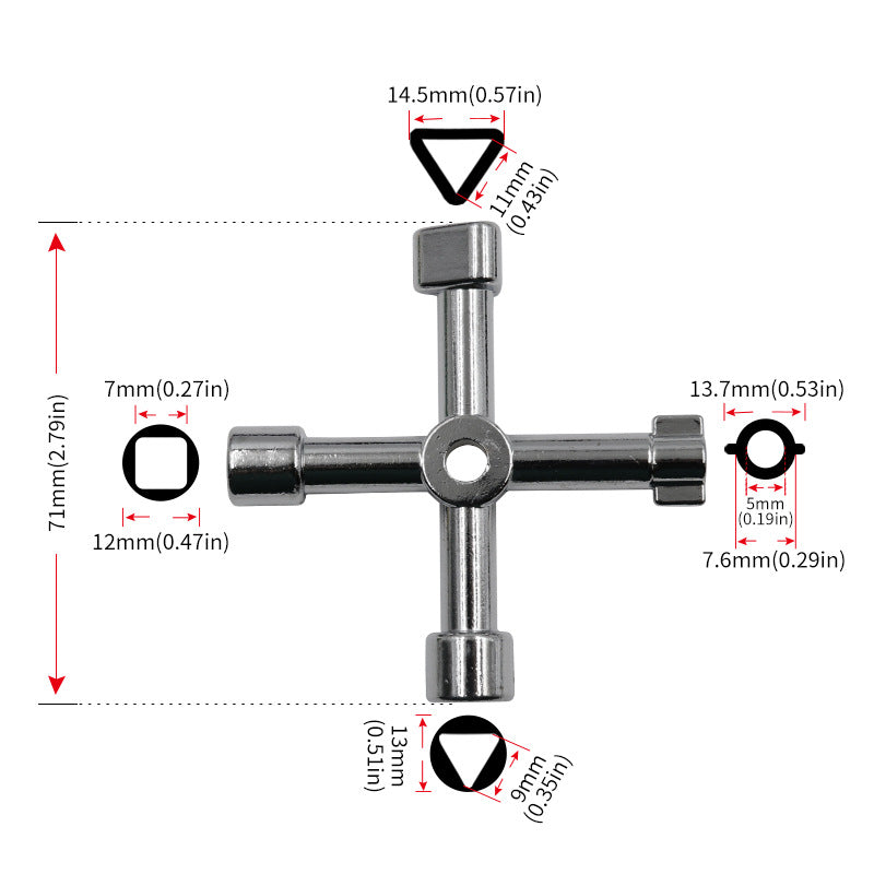 4 In 1 Universal Sliver Cabinet Cross Wrench Key (FS11) Triangle Lift Tool