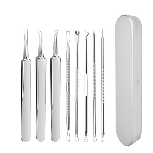 8PCS Blackhead Remover Pimple Tool Kit Acne Extractor Tweezer Tools