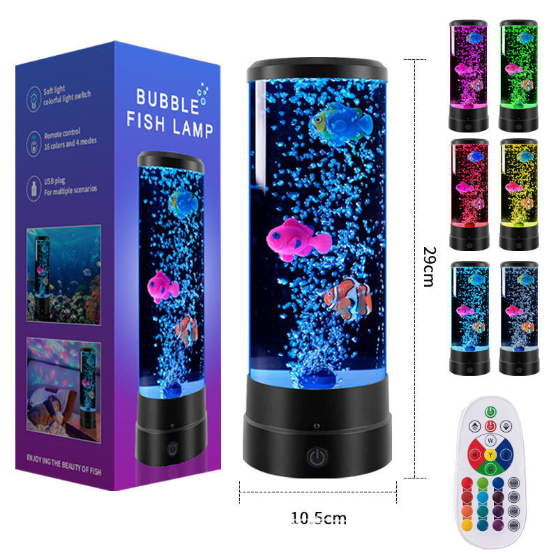 Bubble Golden Fish RGB Lamp Aquarium W/Remote Control Lava Lamp Gadgets