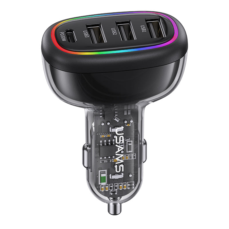 USAMS 48W Fast Car Charger 3* USB port & 1* PD Type-C Port US-CC170