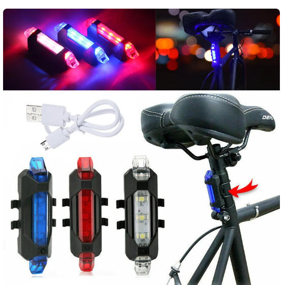 LED Bike Bicycle Tail Rear Light USB Rechargeable Warning Signal Lamp Waterproof Car（HS84)）