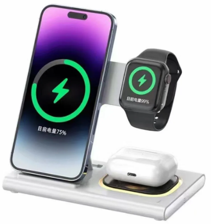 15W 4 in 1 Wireless Quick Charger Magnetic Dock For iPhone, Airpods & Apple Watch