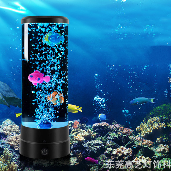 Bubble Golden Fish RGB Lamp Aquarium W/Remote Control Lava Lamp Gadgets