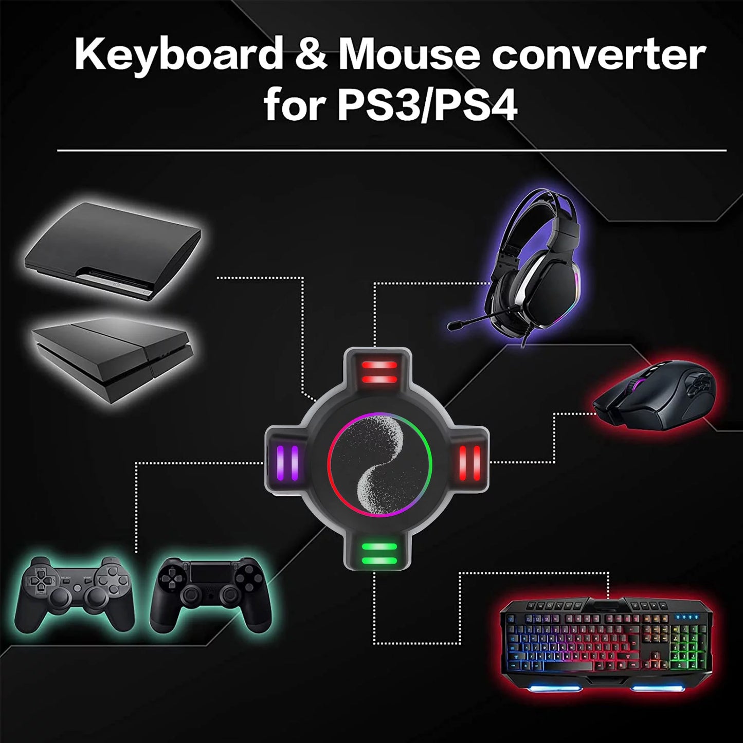 Keyboard Mouse USB Game HUB Adapter (QS37) For Switch Xbox PS5 PS4 PS3 Nintendo