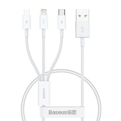 Baseus Fast charging 3 in 1 Cable USB-A to Micro USB C & 8pin Cable For iphone YS45