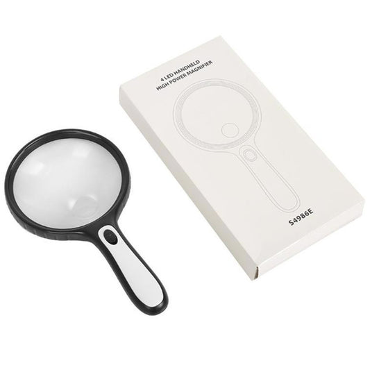 Extra Large Magnifying Glass Magnifier Handheld W/ 4 Light 3x 6x Magnification (QS101)