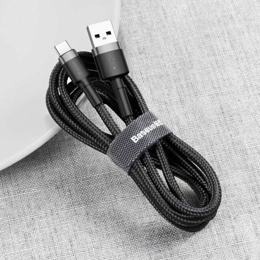 Baseus 2m Type C USB C Cable 2A Black Braided For Samsung Huawei Oppo HTC Xiaomi YS28