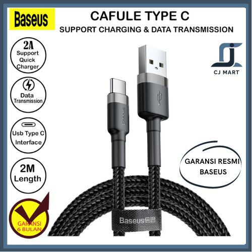 Baseus 2m Type C USB C Cable 2A Black Braided For Samsung Huawei Oppo HTC Xiaomi YS28