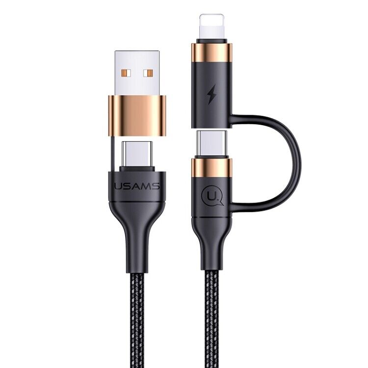 PD 60W Charging 4 In 1 3A Micro USB & Type-C 8pin Braided Data Cable For iPhone YS39