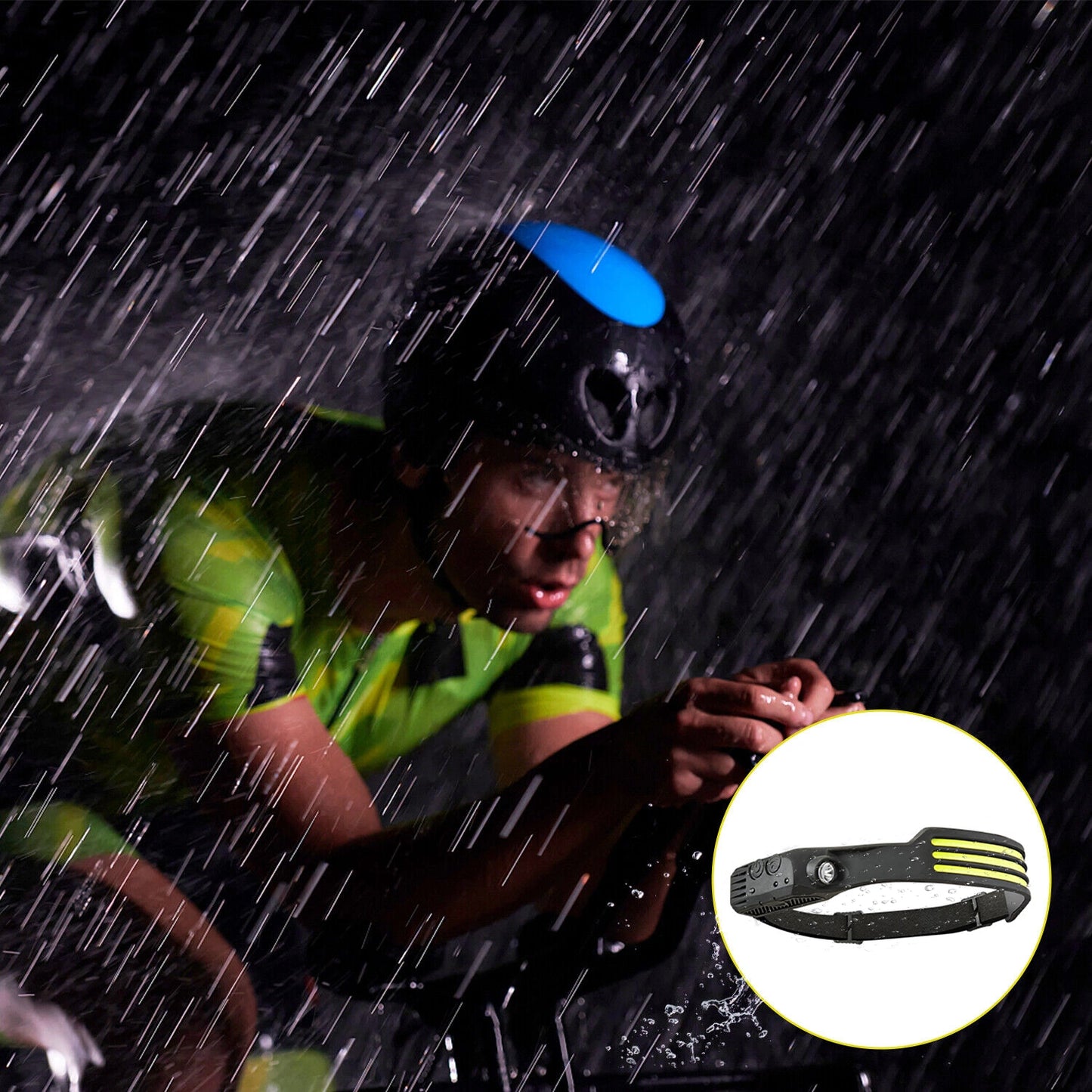 Handwave Sensor COB Headlamp (RS03) 3 Strips COB Zoom Rechargeable Head Light