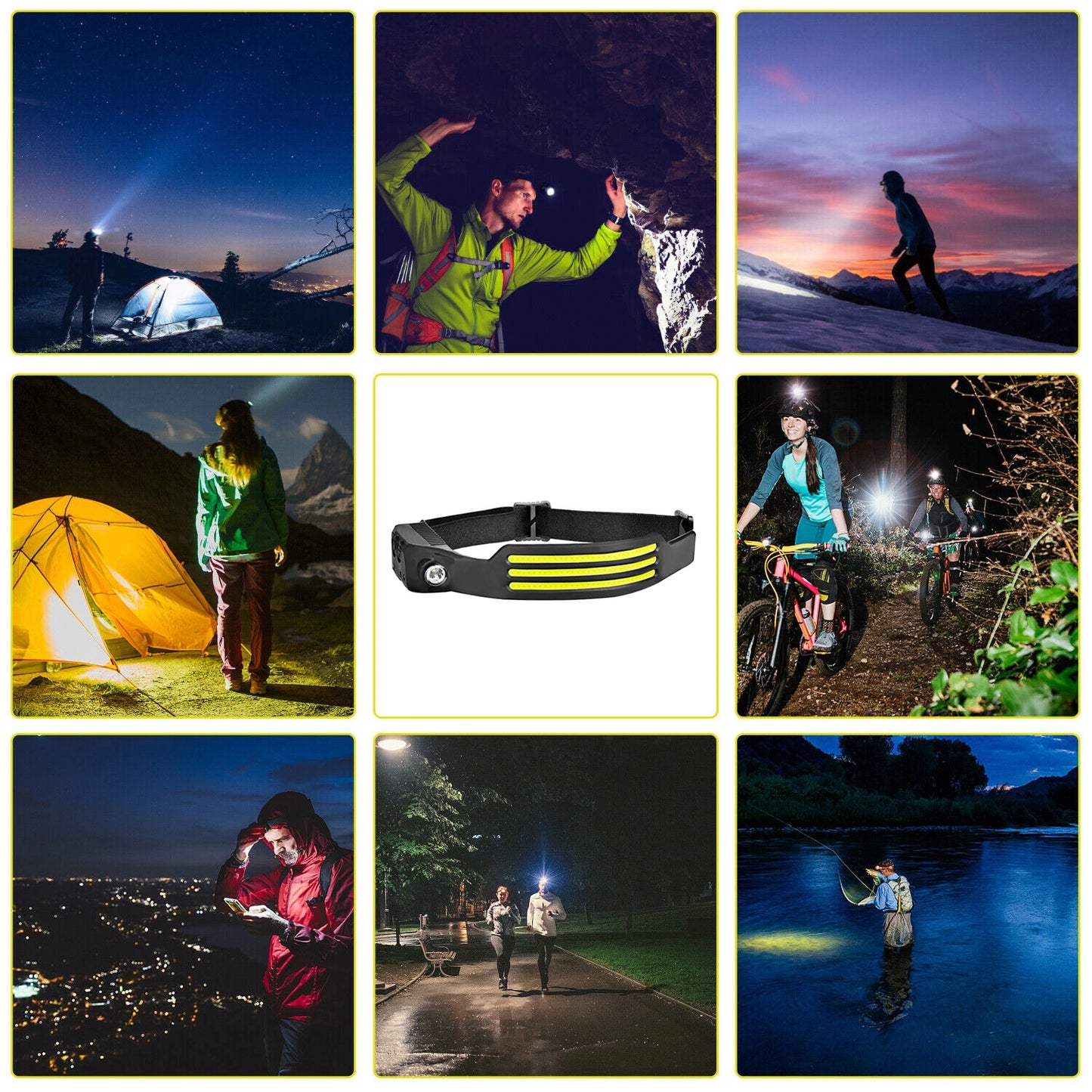 Handwave Sensor COB Headlamp (RS03) 3 Strips COB Zoom Rechargeable Head Light