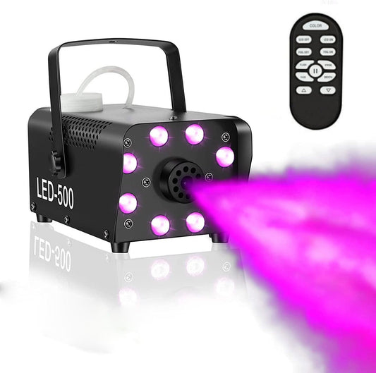 500W Fog Machine Wireless Remote with Full Color LED Lights