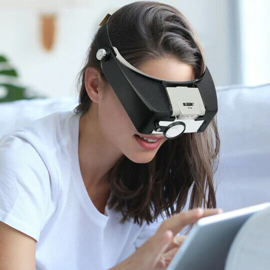 Head-Mounted Magnifying Glass W/2LED Lights Hands Free Magnifier 1.5X 3X 6.5X 8X QS207