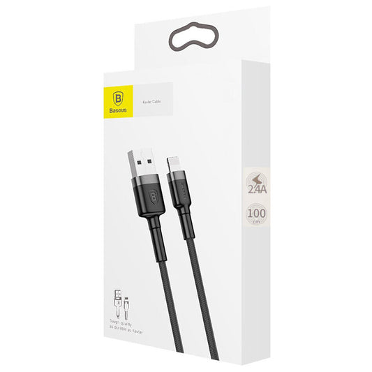 Baseus 1-2M Charging Cable For iPhone Gray & Black Cafule Fast USB 1.5A-2.4A