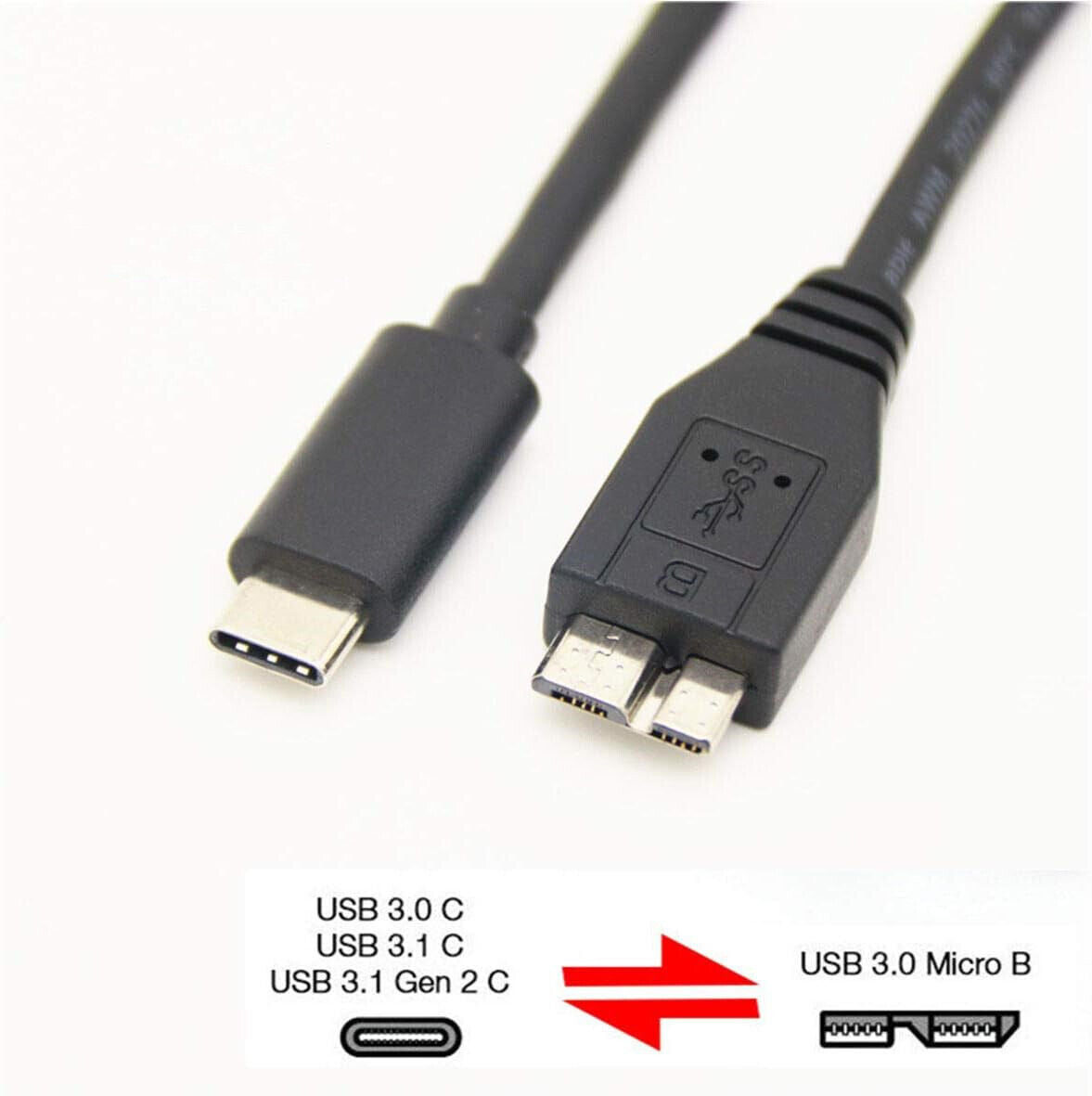 USB-C Type C USB 3.1 Male to Micro B USB 3.0 M/M External HDD Hard Drive Cable KS39-2