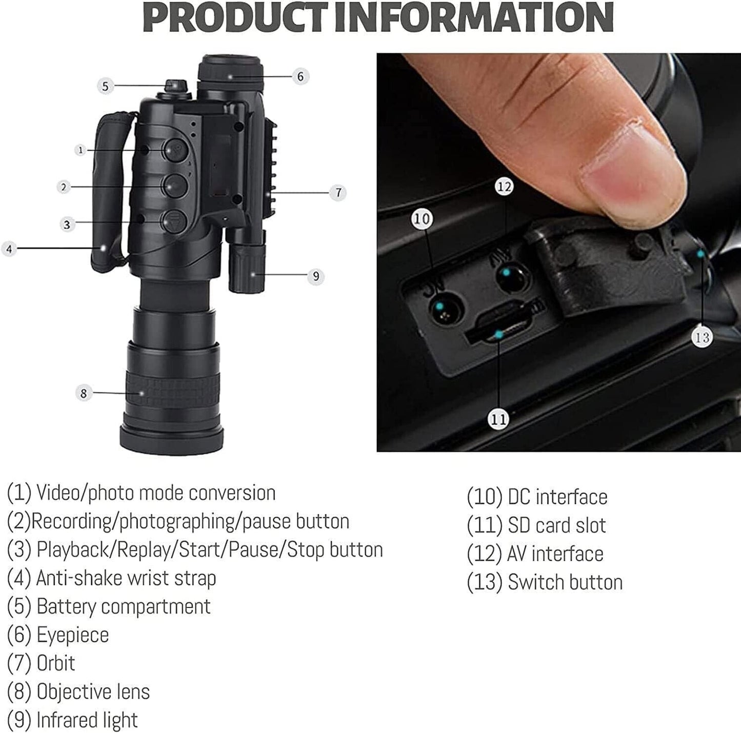 Digital Infrared Night Vision Monocular 7 Times Zoom IR Video Recorder Telescope