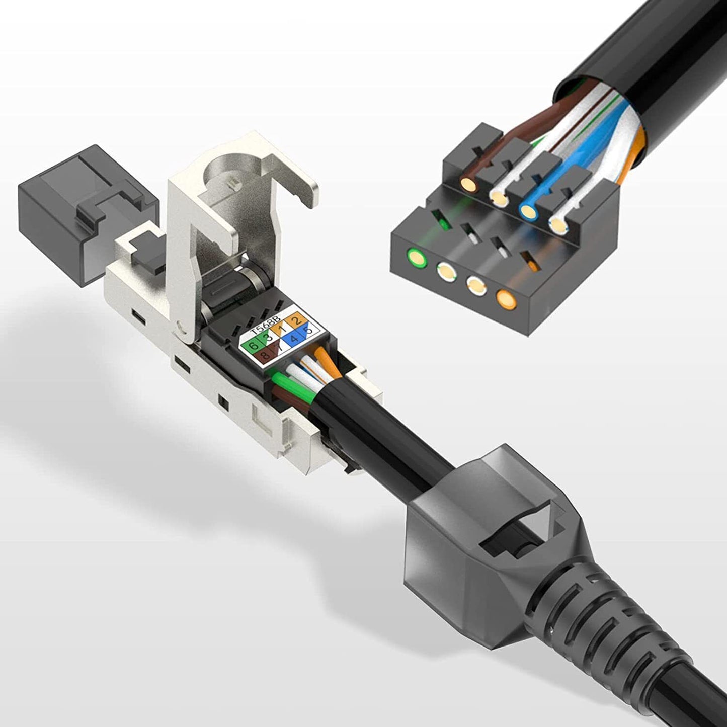 Rj45 Cat7 Cat6a Connector Tool Free Toolless Rj45 Termination Plug KS1-5