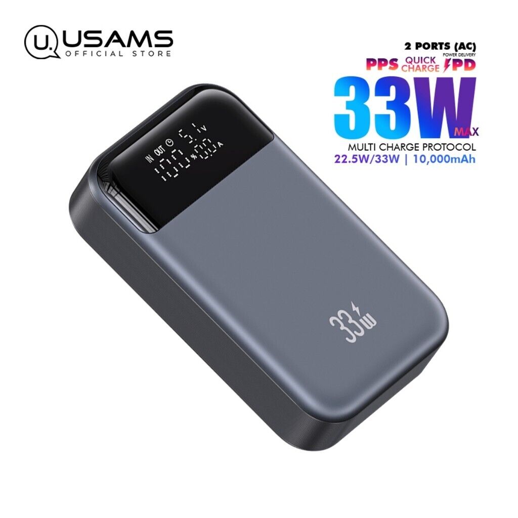 USAMS CD221 33W Fast Charge battery charger Power Bank 10000mah Digital Display YS75