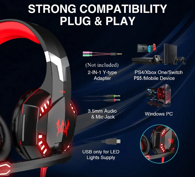 PC Gaming headset Computer headphones 3.5mm with Mic