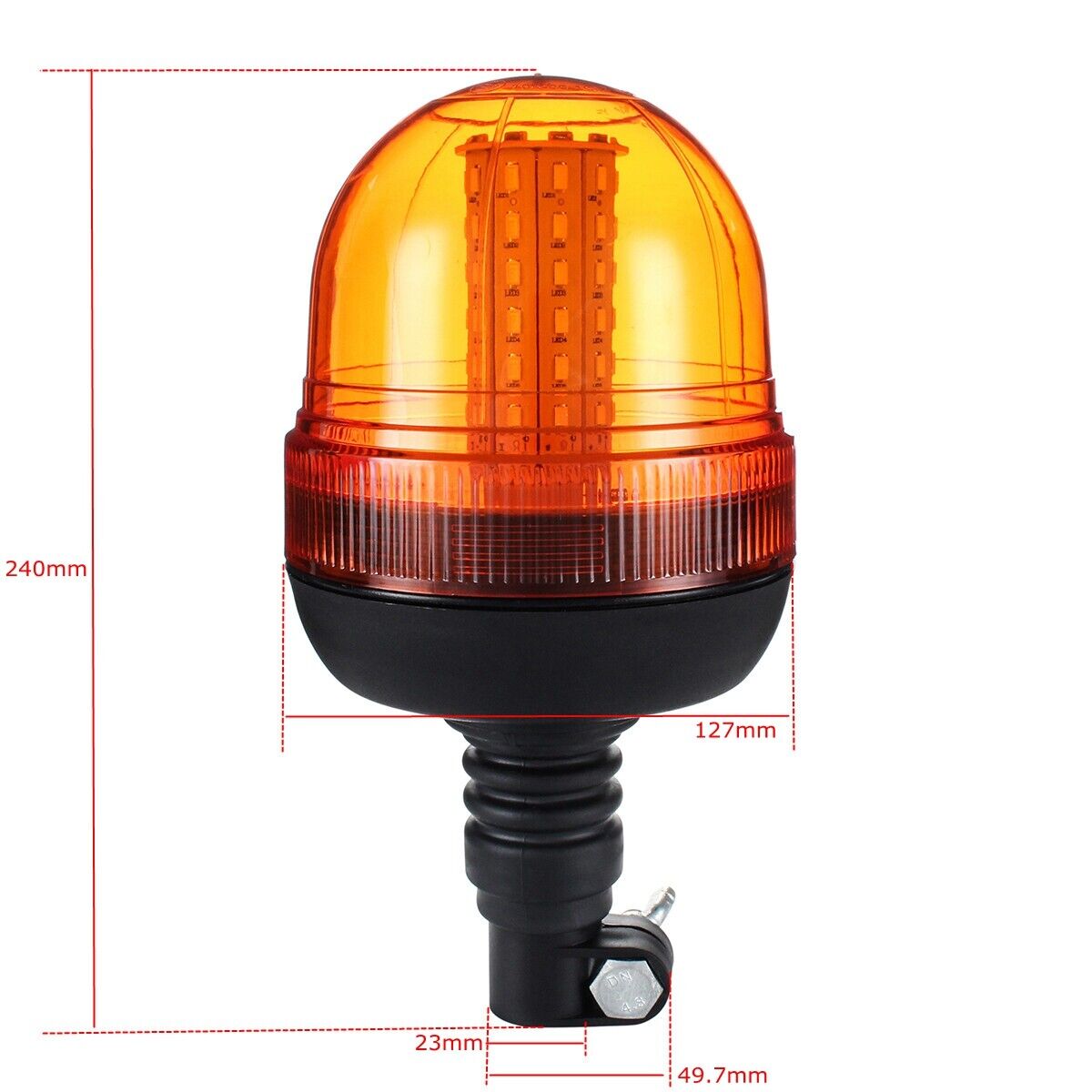 60 LED Rotating Pole Tractor Amber Beacon Truck Warning Light 12V-24V