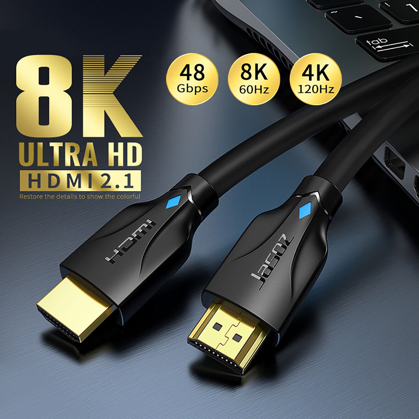 JASOZ 8K Ultra HD Premium HDMI Cable V2.1 3D High Speed Ethernet 1 2 3m