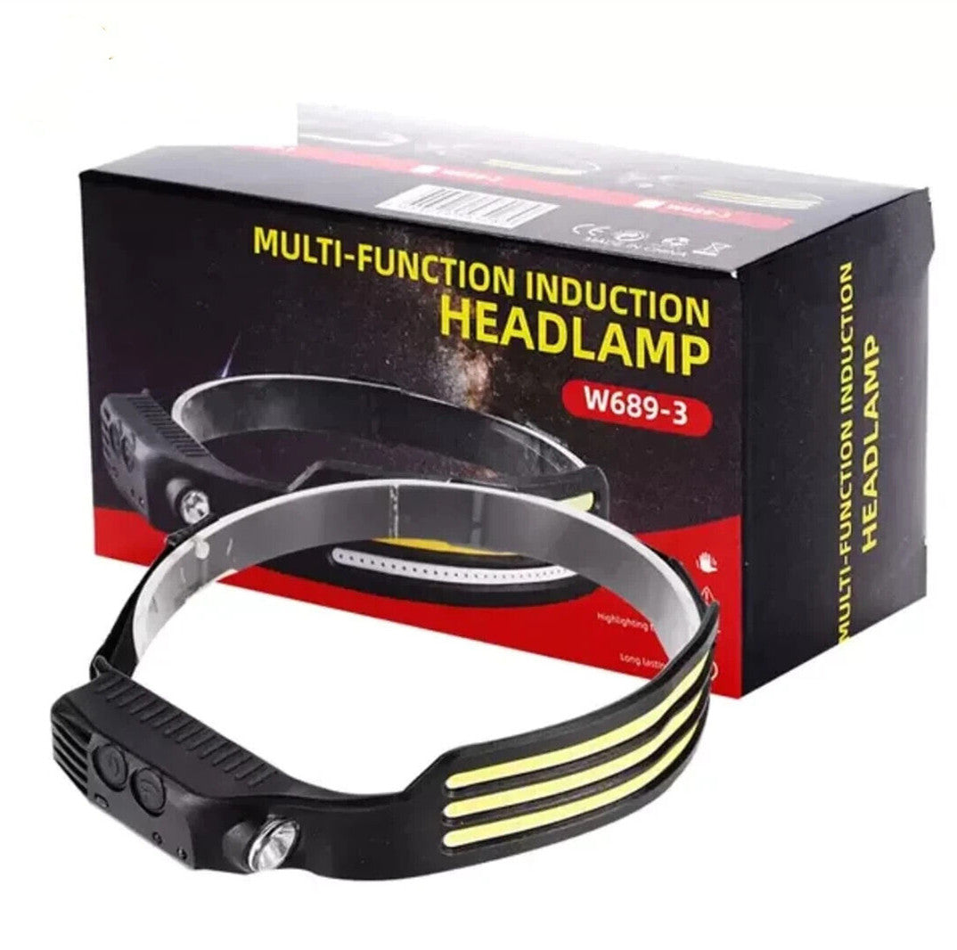 Handwave Sensor COB Headlamp (RS03) 3 Strips COB Zoom Rechargeable Head Light